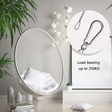 Chaîne Avec Deux Mousquetons,Fixation Variable Pour Chaise Hamac Jusqu'à 230 Kg (Chaîne 90 Cm) – Image 3