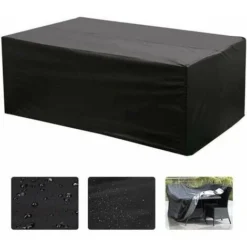 Housse Salon De Jardin 213X132X74cm Exterieur Etanche Coupe-Vent Poussière Tissu 210D Oxford Noir Housses De Meubles Avec Boucle De Verrouillage Bâche De Protection Pour Table Chaise Mobilier