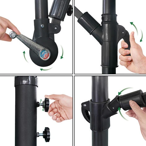 Froadp Ø300cm Parasol Pliants En Aluminium Déporté Excentré De Plage Réglable En Hauteur Avec Protection UV40+ Parasol Pour Patio Jardin Piscine(Beige) – Image 3