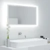 Miroir à LED Miroir Salle De Bain - Blanc Brillant 80x8,5x37 Cm Aggloméré