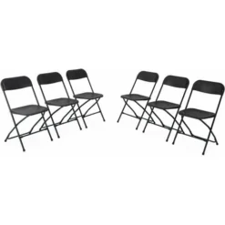 Chaises De Réception Pliantes – Fiesta – 6 Chaises D'appoint En Plastique Gris Foncé Et Métal