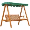 OUTSUNNY Balancelle De Jardin 3 Places 2 Tablettes Support 1,95L X 1,3l X 1,85H M Charge Max. 360 Kg Bois De Pin Vert
