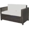 OUTSUNNY Canapé De Jardin 2 Places Canapé Droit 4 Coussins Déhoussables 130L X 70l X 80H Cm Résine Tressée Chocolat