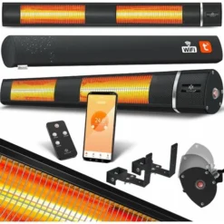 KESSER® Chauffage à Infrarouge 3 000 W IR-Gastro-Bar Chauffage De Terrasse Avec Housse De Protection Chauffage à Infrarouge Chauffage à Quartz Chauffage De Terrasse Chauffage Pour Table à Langer Radia