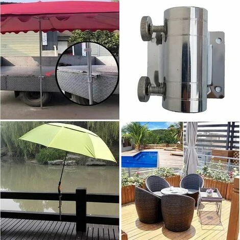 Support Parasol Pour BalustradeBalcon Pince À Parapluie En Acier Inoxydable Porte-Parapluie Pour Boîte De Pêche Support De Parasol En Acier Inoxydable Pour Parasol Balcon Triomphe,Parasol Balcon Pêche – Image 5