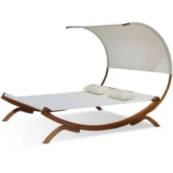 Hamac écru Sur Pieds Bois 2 Personnes 195 X 180 Cm En Textilène BORA BORA