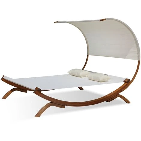 Hamac écru Sur Pieds Bois 2 Personnes 195 X 180 Cm En Textilène BORA BORA