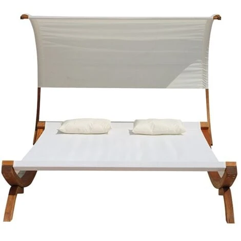 Hamac écru Sur Pieds Bois 2 Personnes 195 X 180 Cm En Textilène BORA BORA – Image 4