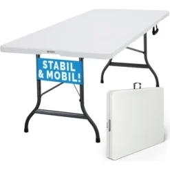 CASARIA® Table De Camping Pliante En Plastique 183x76x74cm Table De Jardin Pique Nique 8 Personnes Intérieur Extérieur