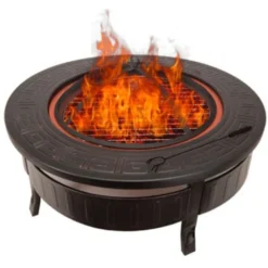 Brasero Bol à Feu Usage Extérieur En Fer 3 En 1 Seau à Glace Kekai Fox 81x35 Cm Grill Barbecue Pare-Étincelles Tisonnier