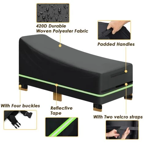 Lot De 2 Housses De Bain De Soleil Avec Velcro, Imperméable, Coupe-vent, Anti-UV, Housse En Tissu Oxford 600D Pour Bain De Soleil, Transat De Jardin, Transat, 210 X 75 X 45-80 Cm – Image 5