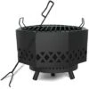 Foyer Extérieur Chauffage En Fonte Fire Pit Terrasse De Jardin Fire Bol Cheminée Extérieur De Jardin Noir 41.91 X 29.21 Cm