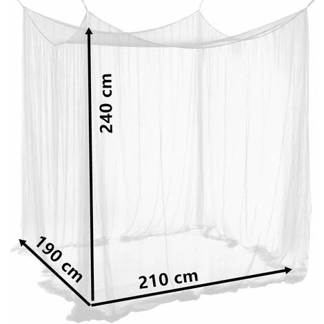 Moustiquaire De Lit Double Ciel De Lit Rectangulaire Grande Moustiquaire Blanc Simple D'Eté Avec 4 Ouvertures Baldaquin Rideaux De Lit 190cm(W) X210cm(L) X240cm(H) Répulsif Pour Les Insectes – Image 4