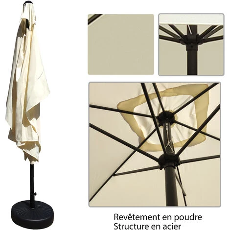 Parasol Rectangulaire 2 X 3 M - Imperméable - Jardin Ou Plage - Crème - MaxxGarden – Image 3