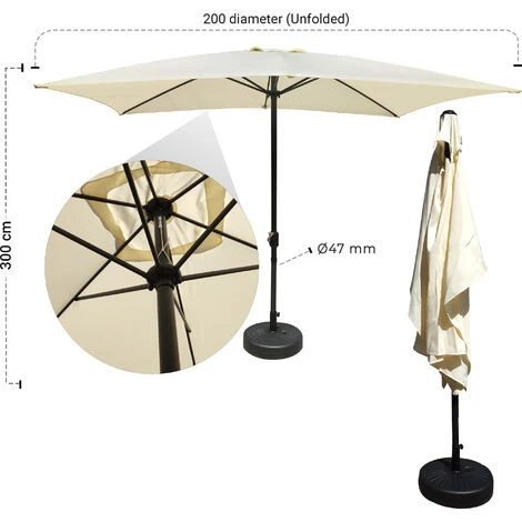 Parasol Rectangulaire 2 X 3 M - Imperméable - Jardin Ou Plage - Crème - MaxxGarden – Image 5