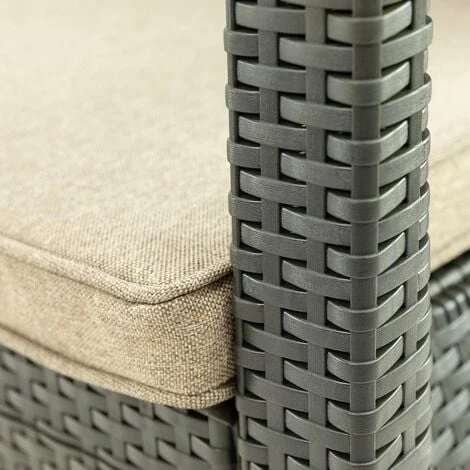 Set Salon D’extérieur - Salon De Jardin Pour 4 Personnes - 2 Fauteuils, 1 Canapé Et 1 Table - Avec Coussins - Gris – Image 4