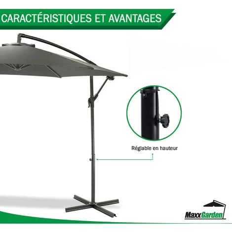 Parasol Deporte Inclinable 3M - Avec Housse De Protection - Anthracite - MaxxGarden – Image 4