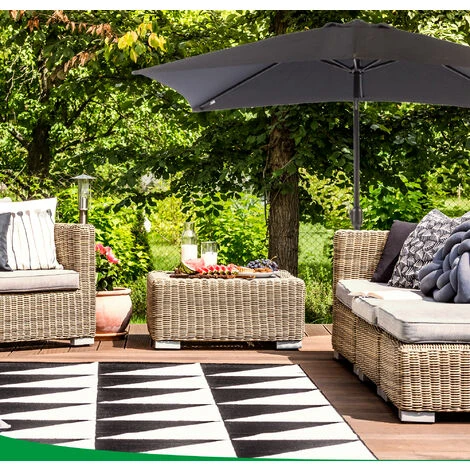 Parasol Rectangulaire - Inclinable - 2.5 X 1.5m - Imperméable - Système D'Inclinaison - Résistantes à Intempéries - Noir - MaxxGarden – Image 5