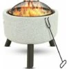 Brasero D'Extérieur - Cheminée - Aracas Barbecue - 45 X 45 X 45 Cm - Aspect Marbre - Blanc - MaxxGarden