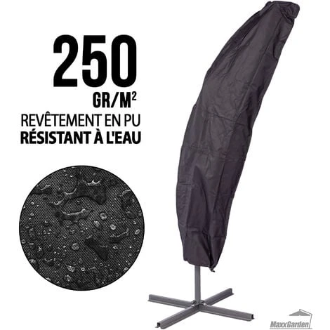 Housse De Protection Pour Parasol - Imperméable Anti-UV - Couverture Pour Parasol De Jardin - 200-300 Cm - Noir- MaxxGarden – Image 3
