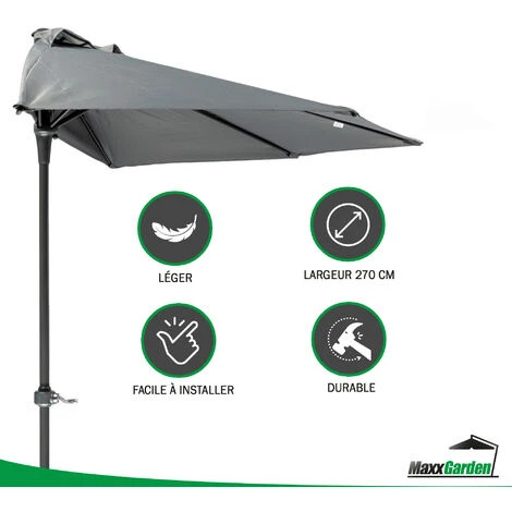 Parasol De Balcon 270 Cm - Demi Parasol - Anthracite - MaxxGarden – Image 2