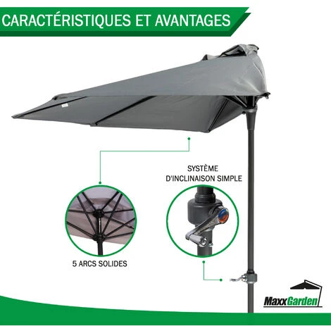 Parasol De Balcon 270 Cm - Demi Parasol - Anthracite - MaxxGarden – Image 4