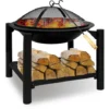 Cheminée D'extérieur, Avec Stockage Du Bois, Ø 60 Cm, Brasero, Noir, MaxxGarden