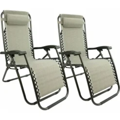 Lot De 2 Fauteuils Relax - Textilène, Pliables, Multi-positions - Gris - MaxxGarden