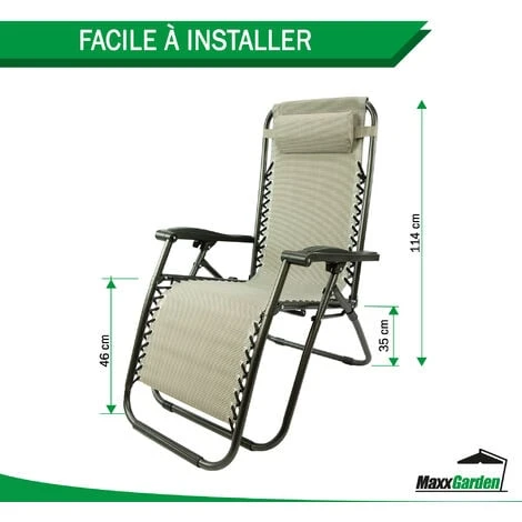 Lot De 2 Fauteuils Relax - Textilène, Pliables, Multi-positions - Gris - MaxxGarden – Image 5