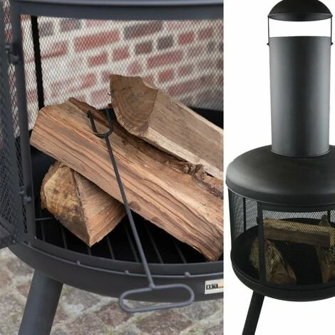 Cheminée D'Extérieur, Cheminée De Jardin Avec Tisonnier, 60 X 130 Cm, Acier, Noir, MaxxGarden – Image 2