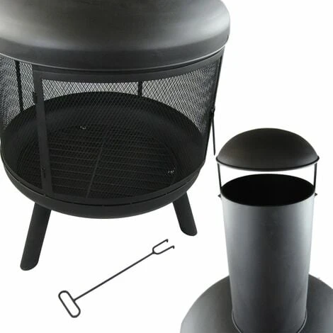 Cheminée D'Extérieur, Cheminée De Jardin Avec Tisonnier, 60 X 130 Cm, Acier, Noir, MaxxGarden – Image 3