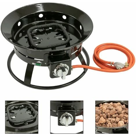 Brasero Exterieur En Gaz, Braséro De Jardin, Pied Ou Encastrée, 12 KW, 50 X 29 Cm, Noir, MaxxGarden – Image 2