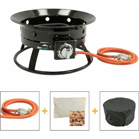 Brasero Exterieur En Gaz, Braséro De Jardin, Pied Ou Encastrée, 12 KW, 50 X 29 Cm, Noir, MaxxGarden – Image 3