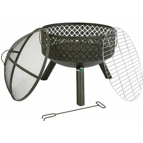 Brasero Extérieur Avec Gril Ø52cm - Brasero Et Barbecue Extérieur Durable - Brasero Avec Pare - Étincelles Inclus - Noir - MaxxGarden – Image 2