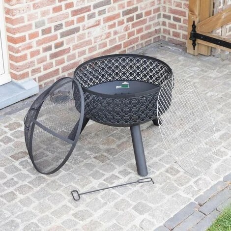 Brasero Extérieur Avec Gril Ø52cm - Brasero Et Barbecue Extérieur Durable - Brasero Avec Pare - Étincelles Inclus - Noir - MaxxGarden – Image 4
