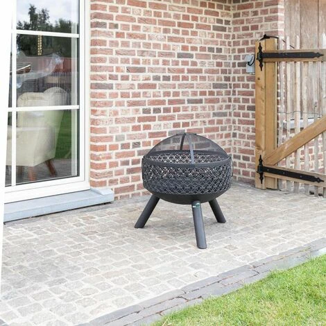 Brasero Extérieur Avec Gril Ø52cm - Brasero Et Barbecue Extérieur Durable - Brasero Avec Pare - Étincelles Inclus - Noir - MaxxGarden – Image 5