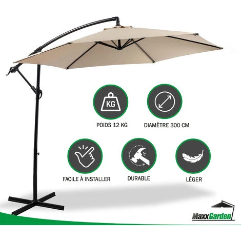 Parasol Deporte 3M - Avec Housse De Protection - Taupe - MaxxGarden. – Image 2