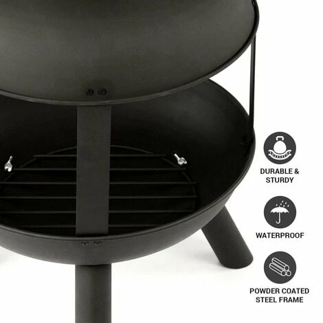 Brasero, Cheminée D’Extérieur Ø45 X 115cm, Poêle De Jardin Au Bois, Cheminée De Jardin, Noir, MaxxGarden – Image 4