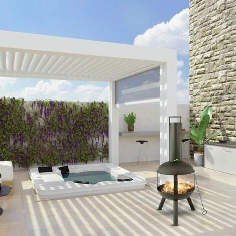 Brasero, Cheminée D’Extérieur Ø45 X 115cm, Poêle De Jardin Au Bois, Cheminée De Jardin, Noir, MaxxGarden – Image 5