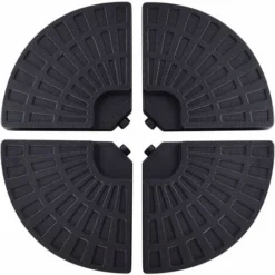 COSTWAY Lot De 4 Dalles De Parasol Remplissable D'Eau 52L Ou De Sable 66KG Avec Poignée Pour Pour Jardin, Terrasse, Balcon Noir