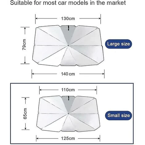 Pare-Soleil De Pare-Brise De Voiture, Parapluie De Pare-Brise De Pare-Brise Pliable En Tissu Argent Titane, 79 X 145 Cm. – Image 2