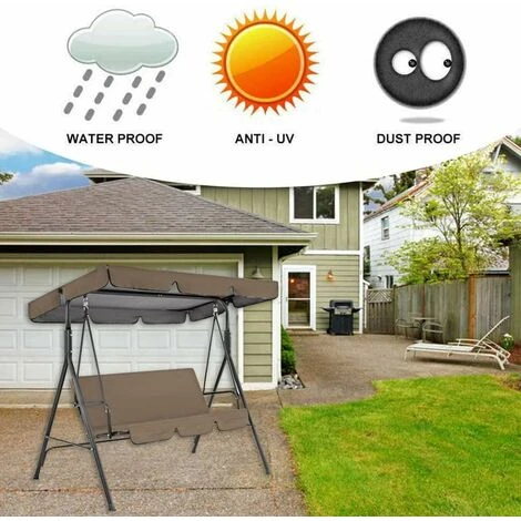 Déstockage 210D Toit De Rechange Pour Balancelle De Jardin, Canopée Pour Balancelle Remplacement De LAuvent De Balançoire Extérieure Pour Balançoire De Jardin , Housse De Rechange, (Haut 190×132×15cm+ – Image 2