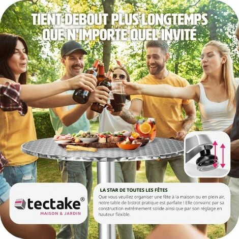 Mange Debout Aluminium Ø60cm - Table Bar, Table Haute, Table Haute De Bar - 5,8 Cm Non-pliable – Image 2