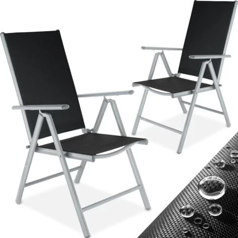Lot De 2 Chaises De Jardin Pliantes En Aluminium - Lot De 2 Fauteuils De Jardin, Fauteuils Exterieur, Chaises Exterieur