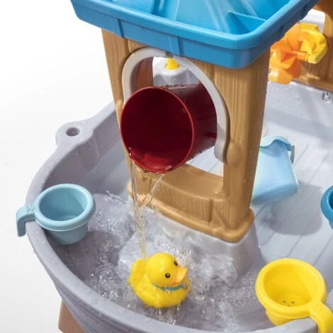 Step2 Rain Showers Splash Tub Table D'eau Avec 10 Accessoires Table De Jeu Enfant A Eau Table D'activité Pour Le Jardin En Gris & Marron – Image 3