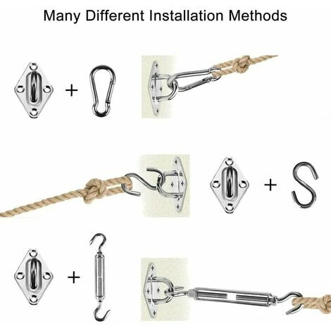 Kit De Fixation Pour Voile D'ombrage 42 Pièces De Matériel En Acier Inoxydable Pour Installation De Voile D'ombrage Rectangulaire Et Triangulaire, 15-22CM – Image 5