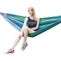 Hamac 280x150cm Toile à Voile 2 Personnes 200kg De Charge Loisirs Patio Léger Camping - Bleu FUIENKO