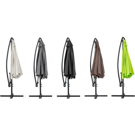 Parasol Jardin Déporté Alu Ilios - Rond - Ø 3 M - Ecru - Dalles Incluses – Image 3