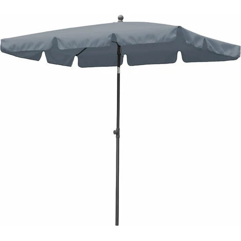 Parasol 2x1,25m Rectangulaire Avec Volant Et Dispositif Rabattable Gris – Image 4