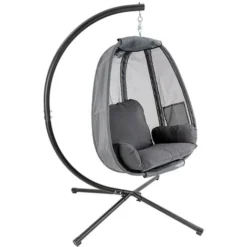 Fauteuil Suspendu Avec Coussins Pour Jardin Et Terrasse Gris